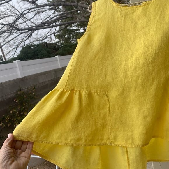 Francesca Bettini yellow 100% linen peplum sleeveless top size M - Picture 4 of 12